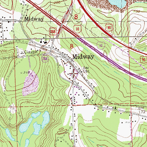 Topographic Map of Midway, FL