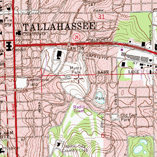 Topographic Map of Myers Park, FL