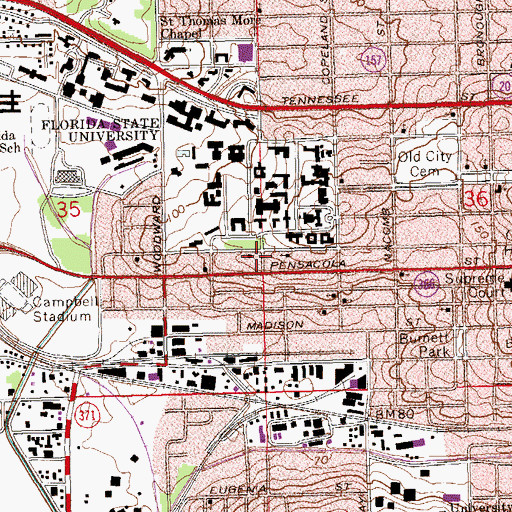 Topographic Map of John Wesley United Methodist Church, FL