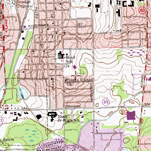 Topographic Map of Trinity United Methodist Church, FL