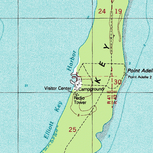Topographic Map of Elliott Key Harbor, FL
