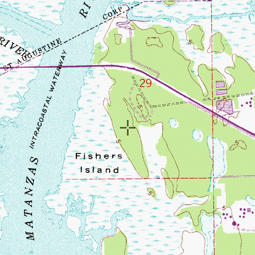 Topographic Map of Fishers Island, FL