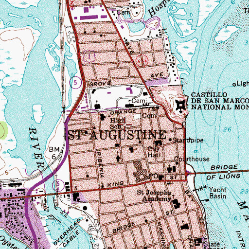 Topographic Map of Saint Augustine Memorial Park, FL