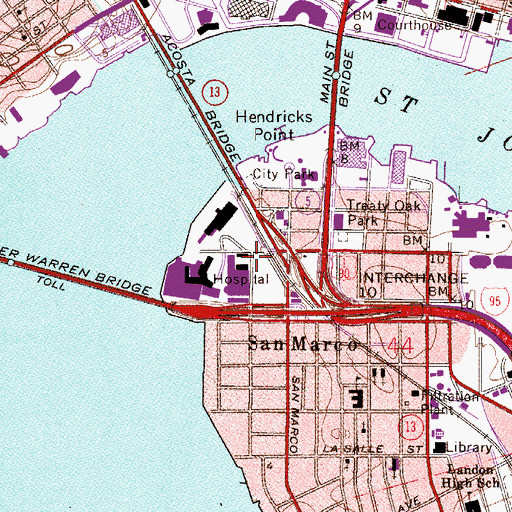 Topographic Map of Baptist Medical Center Heliport, FL