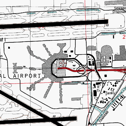 Topographic Map of Miami International Airport, FL