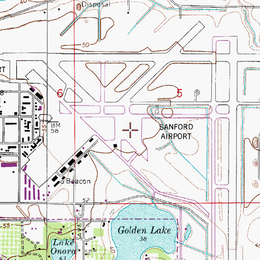 Topographic Map of Orlando Sanford International Airport, FL