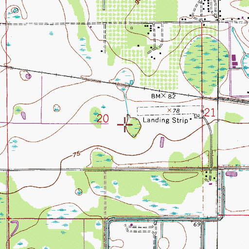 Topographic Map of Long and Scott Farms Airport (historical), FL