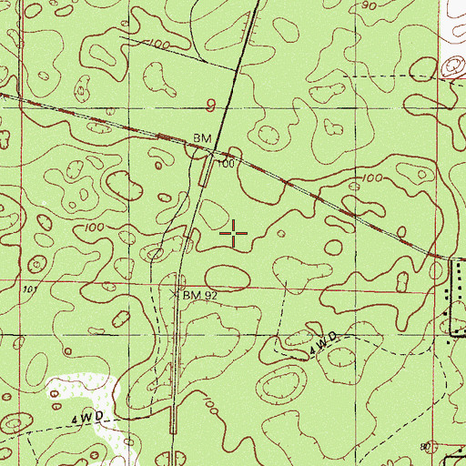 Topographic Map of WTRS-FM (Dunnellon), FL