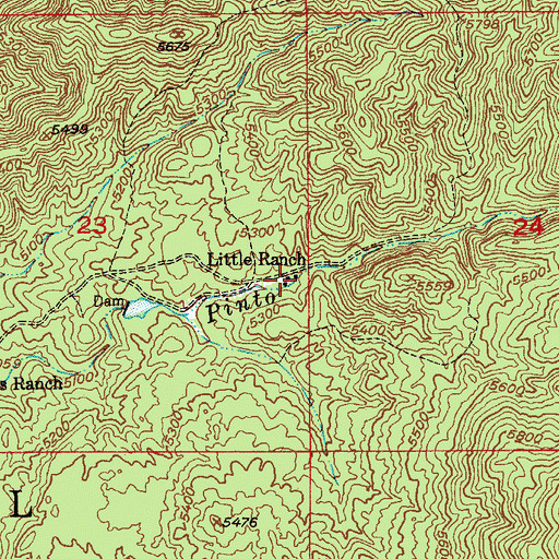Topographic Map of Little Ranch, AZ