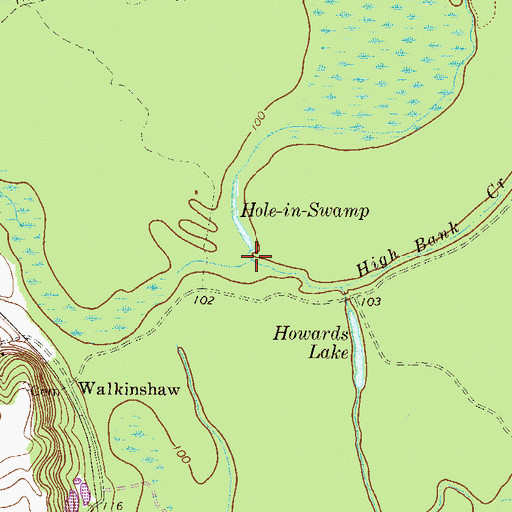 Topographic Map of Bridge Creek, GA