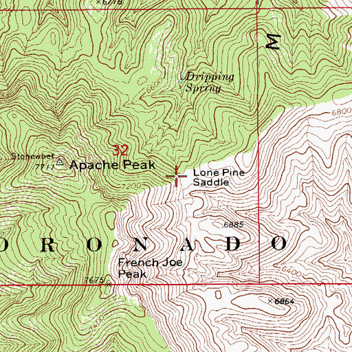 Topographic Map of Lone Pine Saddle, AZ