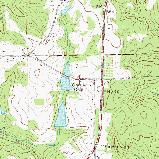 Topographic Map of Cheek Cemetery, GA