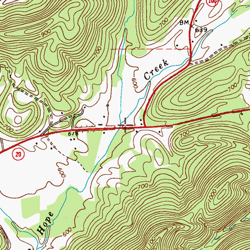 Topographic Map of Coon Creek, GA