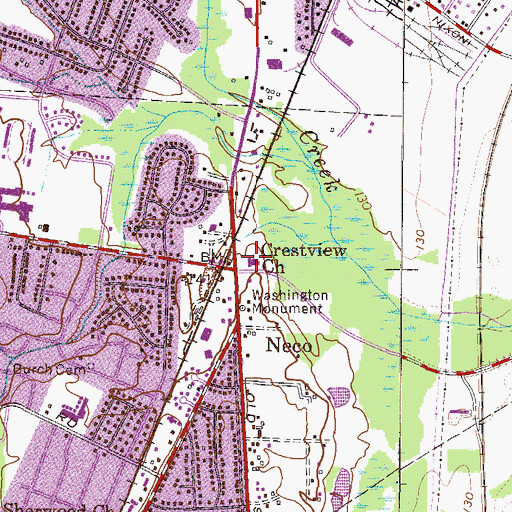 Topographic Map of Crestview Church, GA