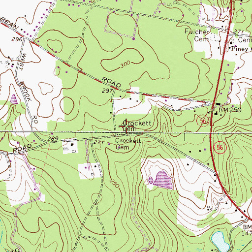 Topographic Map of Crockett Cemetery, GA