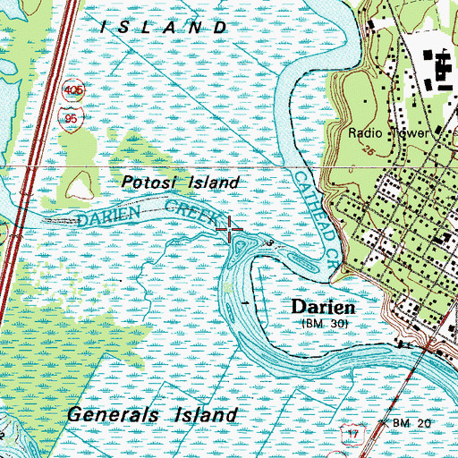 Topographic Map of Darien Creek, GA