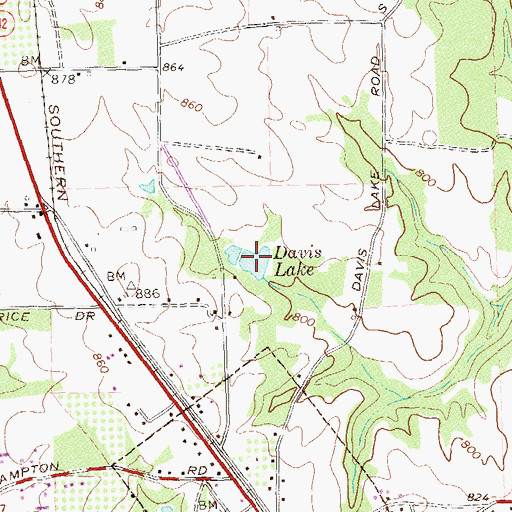Topographic Map of Davis Lake, GA