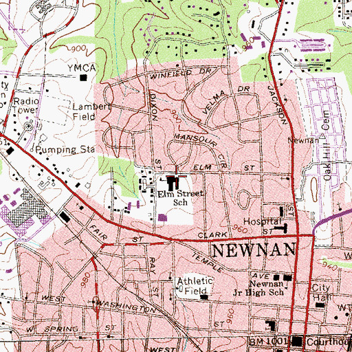 Topographic Map of Elm Street Elementary School, GA