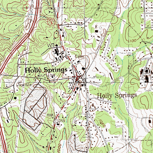 Topographic Map of Holly Springs, GA