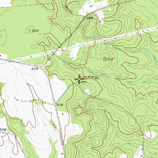 Topographic Map of Hutchings Cemetery, GA