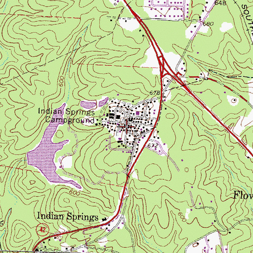 Topographic Map of Indian Springs Campground, GA