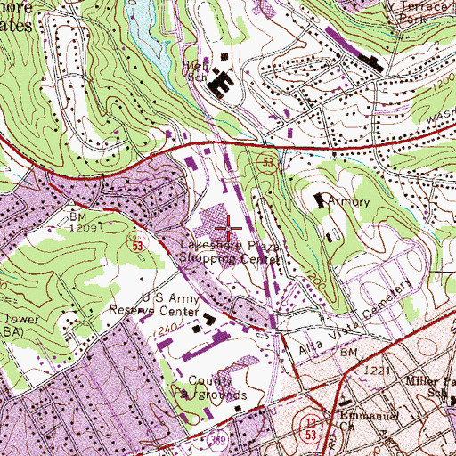 Topographic Map of Lakeshore Plaza Shopping Center, GA