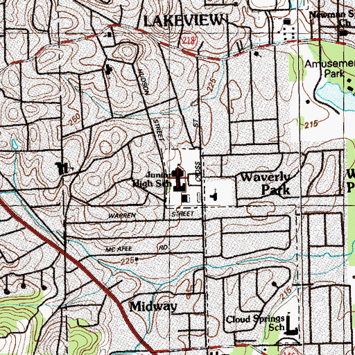 Topographic Map of Lakeview High School, GA