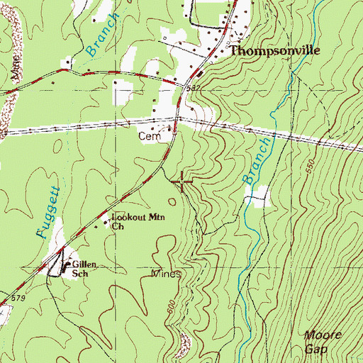Topographic Map of Lookout Mountain Rural School, GA