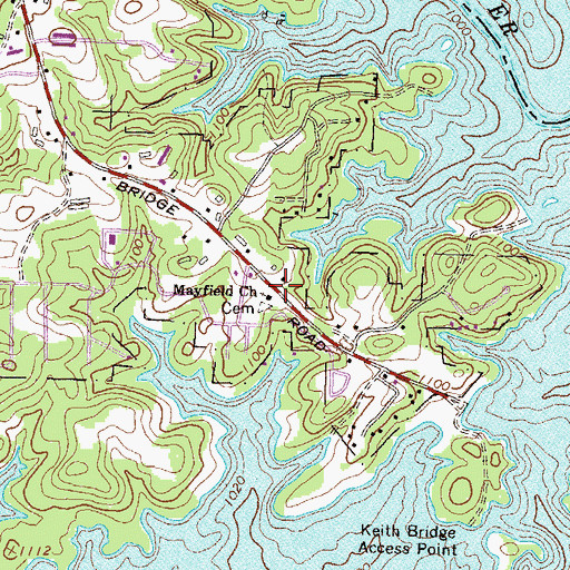 Topographic Map of Mayfield Church, GA