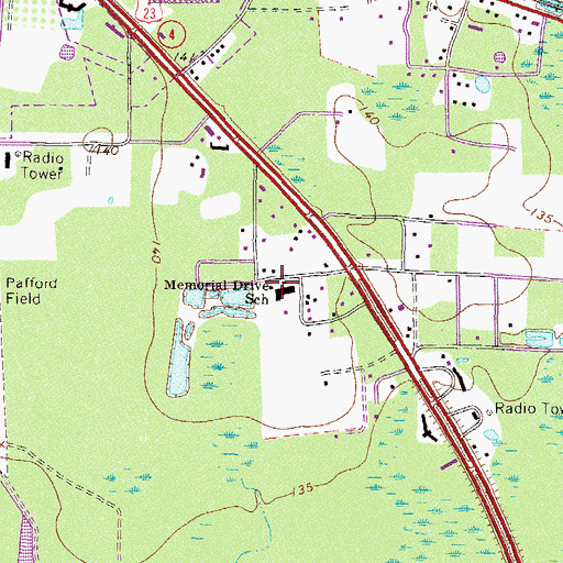Topographic Map of Memorial Drive Elementary School, GA