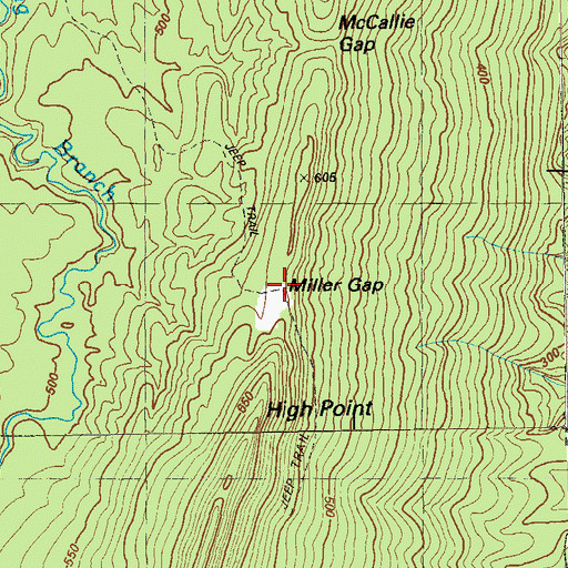 Topographic Map of Miller Gap, GA