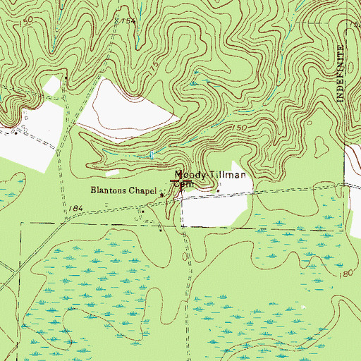 Topographic Map of Moody-Tillman Cemetery, GA