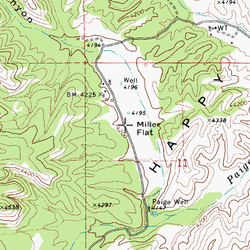 Topographic Map of Miller Flat, AZ