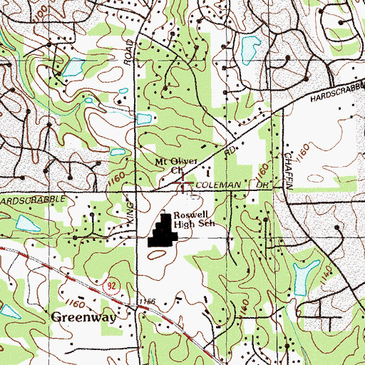 Topographic Map of Mount Oliver Church, GA