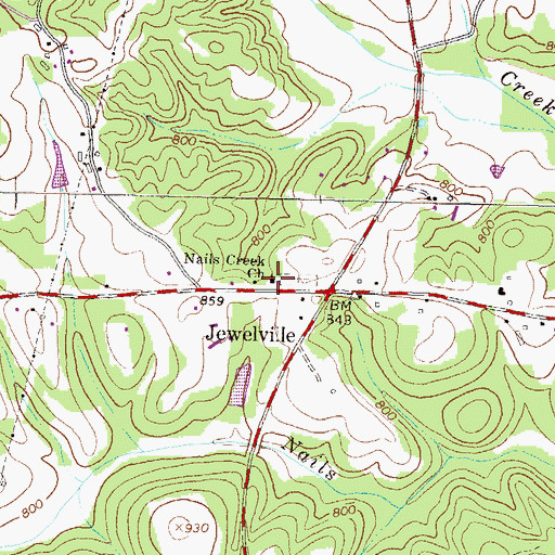 Topographic Map of Nails Creek Church, GA