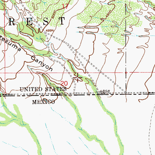 Topographic Map of Montezuma Canyon, AZ