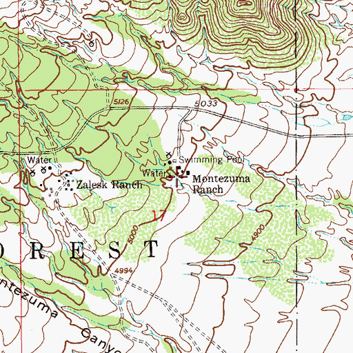 Topographic Map of Montezuma Ranch, AZ