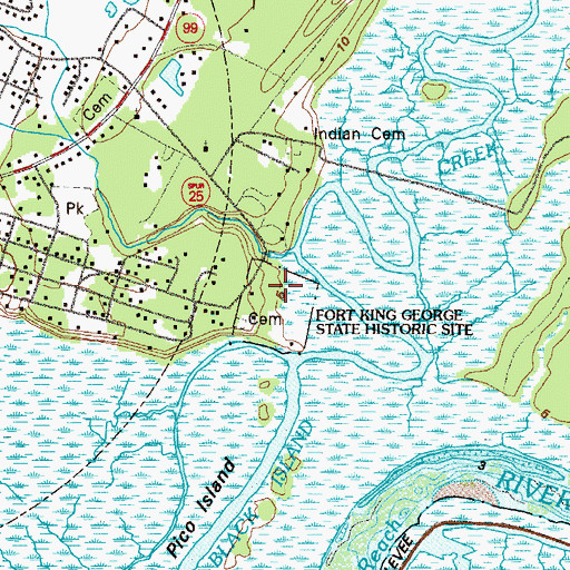 Topographic Map of Old Fort King George, GA