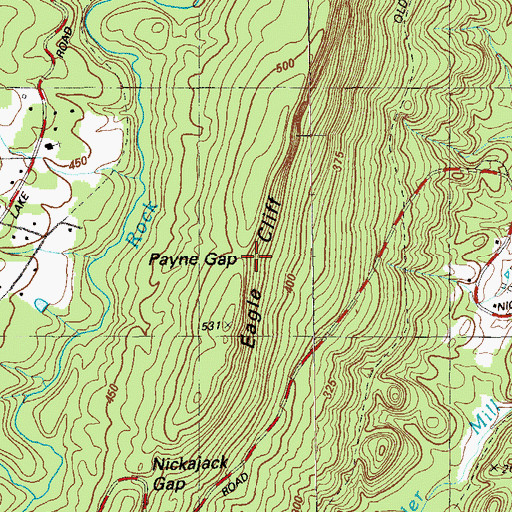 Topographic Map of Payne Gap, GA