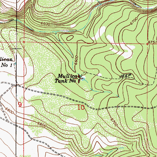 Topographic Map of Mullican Tank Number Two, AZ