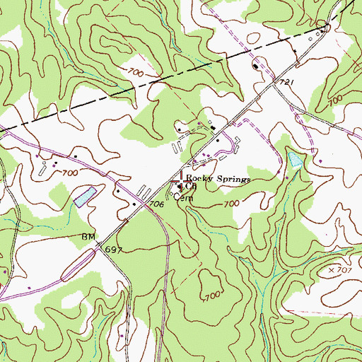 Topographic Map of Rocky Springs Church, GA