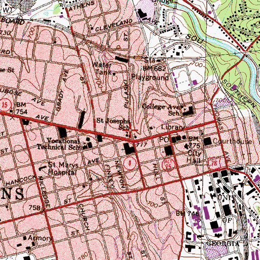 Topographic Map of Saint Josephs School, GA