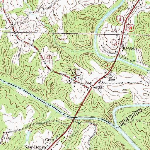 Topographic Map of Salem Church, GA