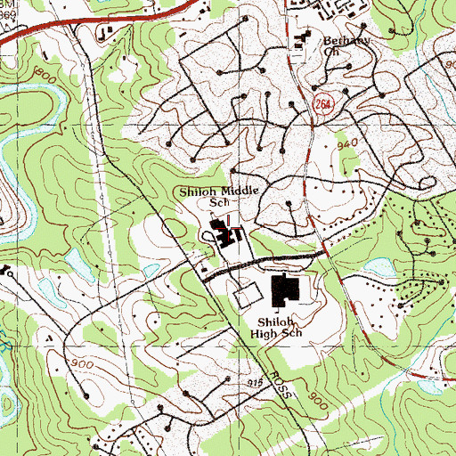 Topographic Map of Shiloh Middle School, GA
