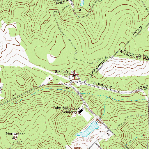 Topographic Map of Sinclair Church, GA