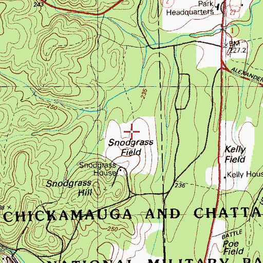 Topographic Map of Snodgrass Field, GA