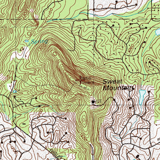 Topographic Map of Sweat Mountain, GA