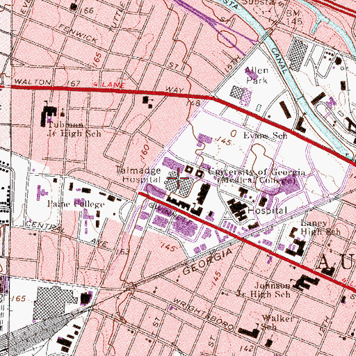 Topographic Map of Augusta University Medical Center, GA