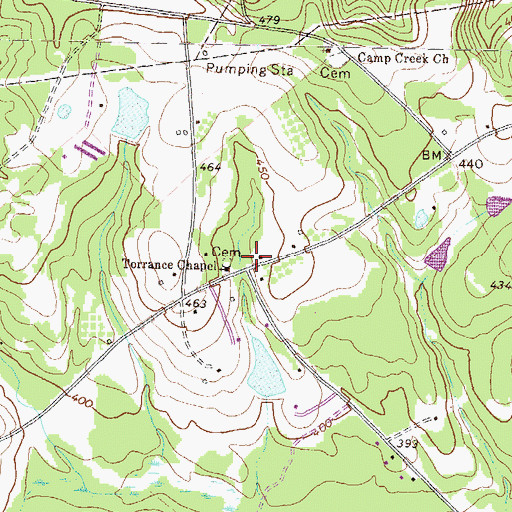 Topographic Map of Torrance Chapel, GA