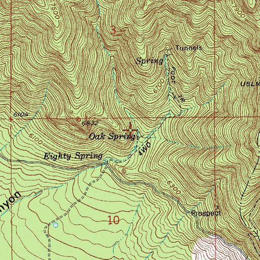 Topographic Map of Oak Spring, AZ